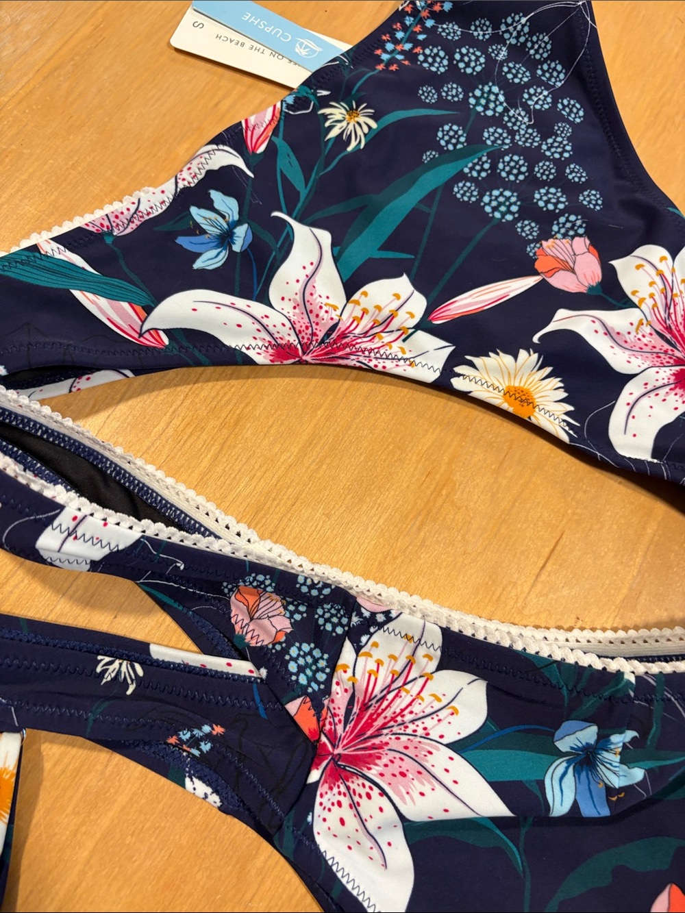 Cupshe Navy Floral Cutout Bikini Set - Picture 9 of 9
